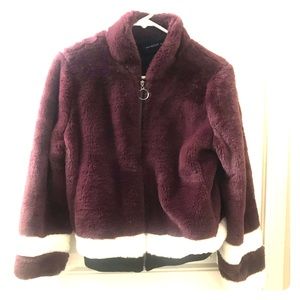 Burgundy Faux Fur Jacket